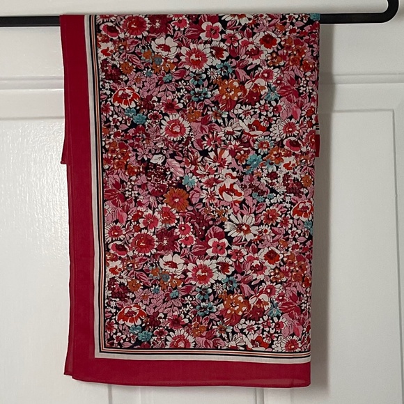 Burgundy Floral Square Scarf - Picture 3 of 8
